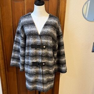 MICHEAL Michael Kors Black and Gray Striped Jacket Size M